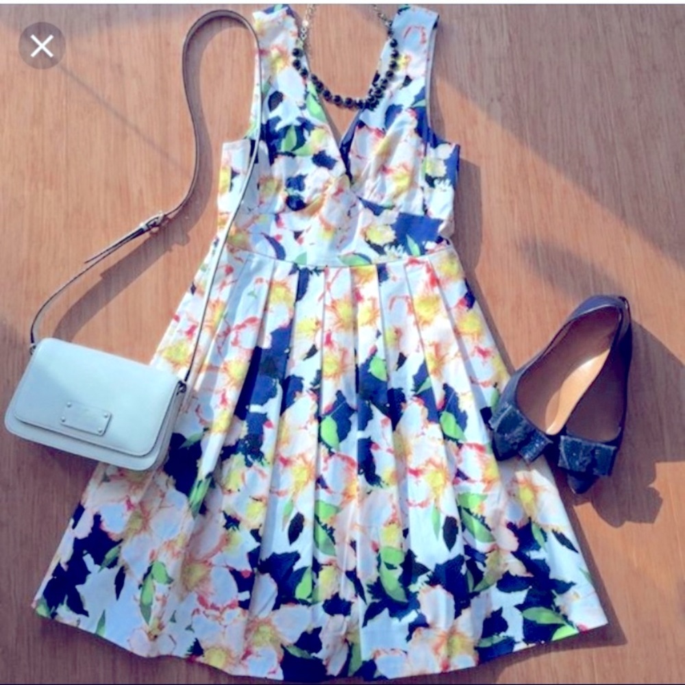 J. Crew Pleated Floral Sateen Dress
